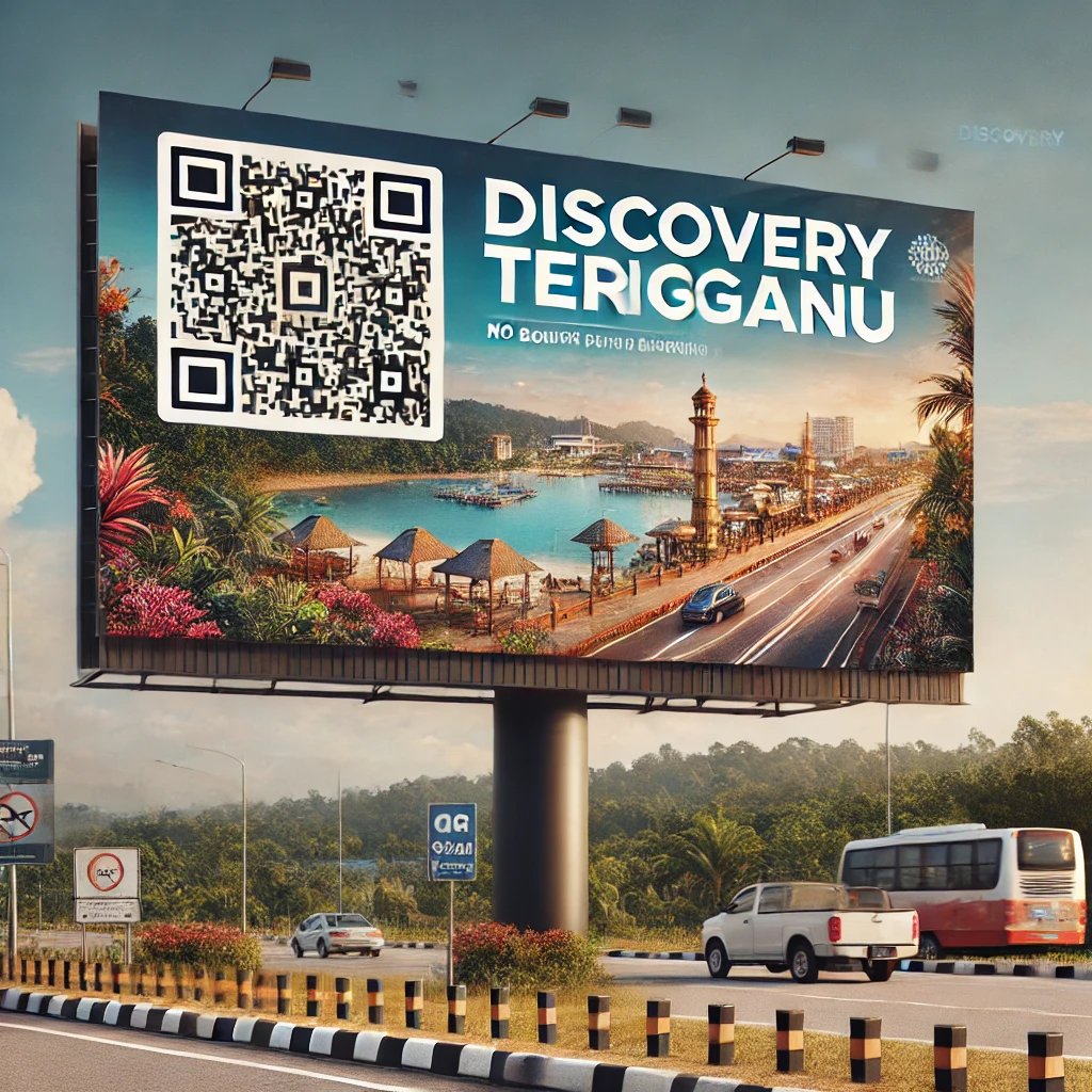 Discovery Terengganu" dengan QR code di lokasi strategik,