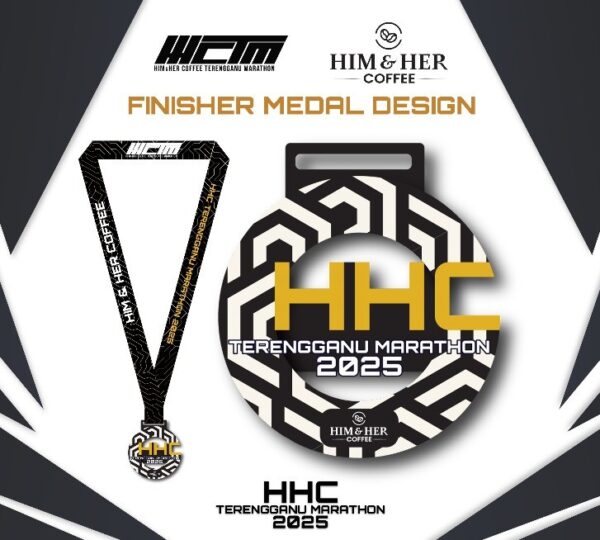 Him & Her Coffee Terengganu Marathon Finisher Medal Design